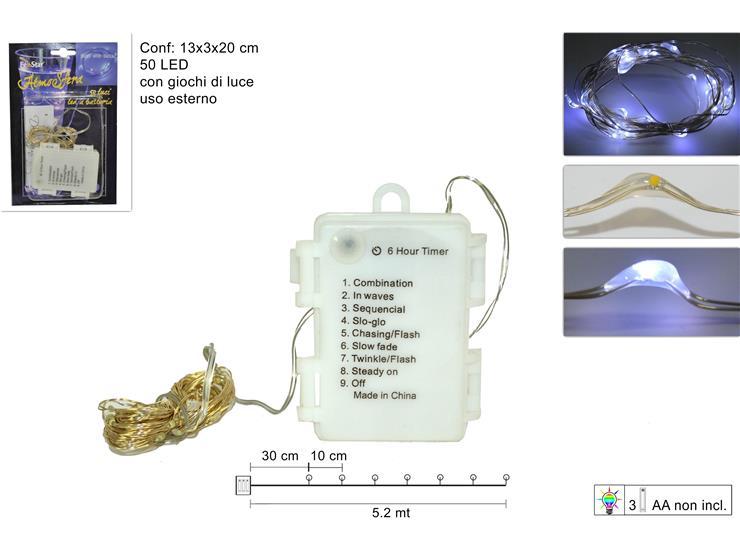 50 luces led con  8 juegos de colores blanco frio