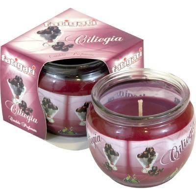 Vela perfumada cereza en vaso de vidrio