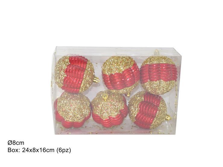 Bolas de navidad,  6 piezas 8 cm rojo