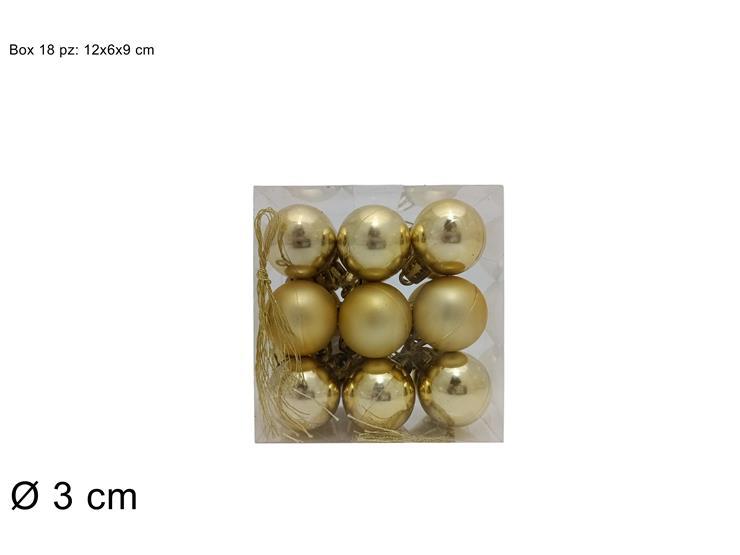 Bolas de navidad, 3 cm 18 piezas brillante dorado 