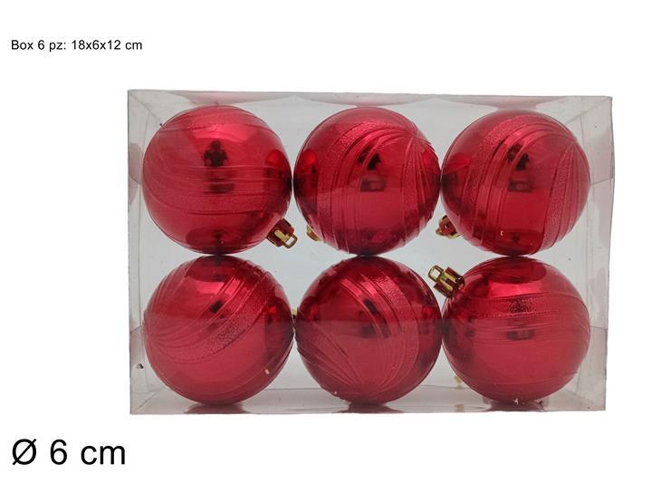 Bolas de navidad,  6 piezas 6 cm rojo