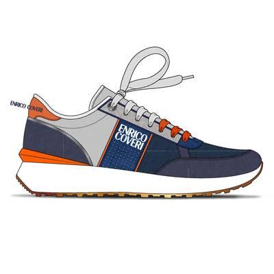 Tenis de hombre do-run naranja gris y azul con cordones 