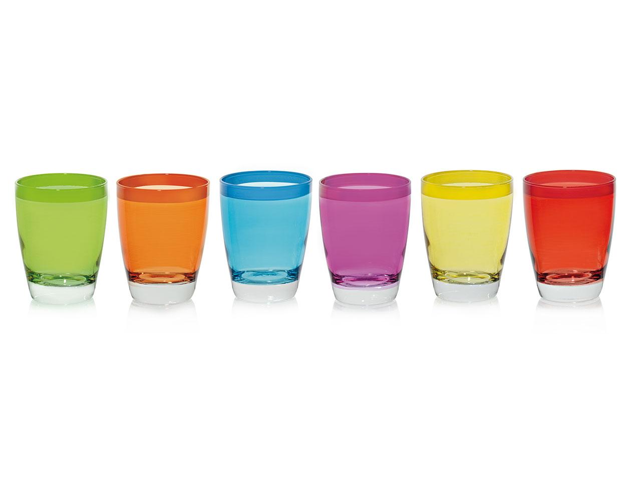 Vasos de cristal en colores set 6 pz 200ml