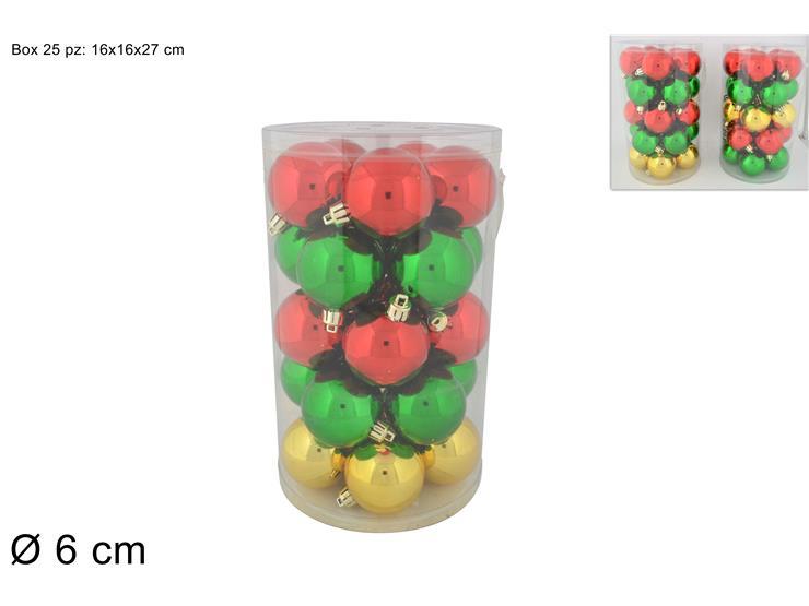 Bolas de navidad,  25 piezas 6 cm verde / rojo / dorado 