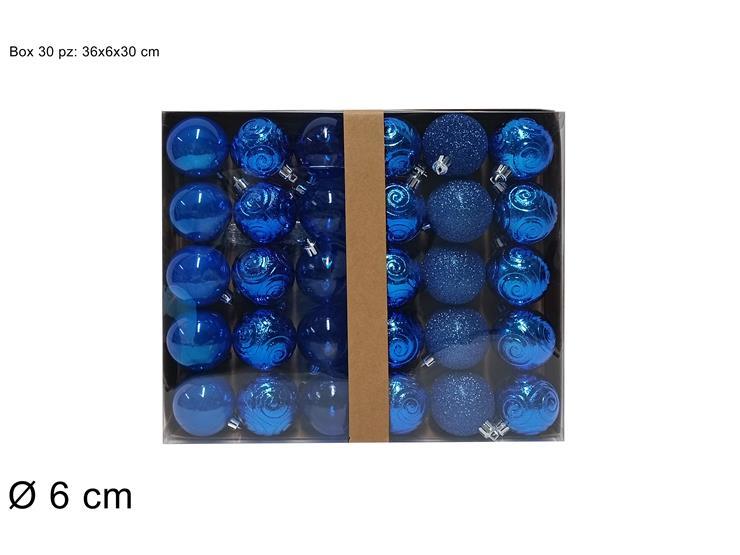 Bolas de navidad,  30 piezas 6 cm transparente azul 