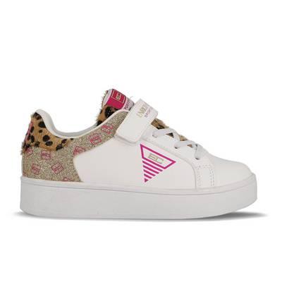 Tenis de chica rally blanco y con efecto leopardo 