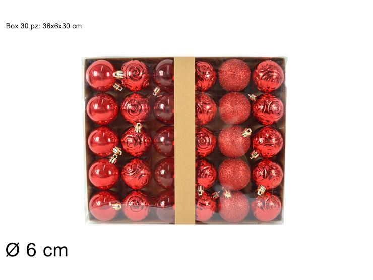 Bolas de navidad,  30 piezas 6 cm transparente rojo 