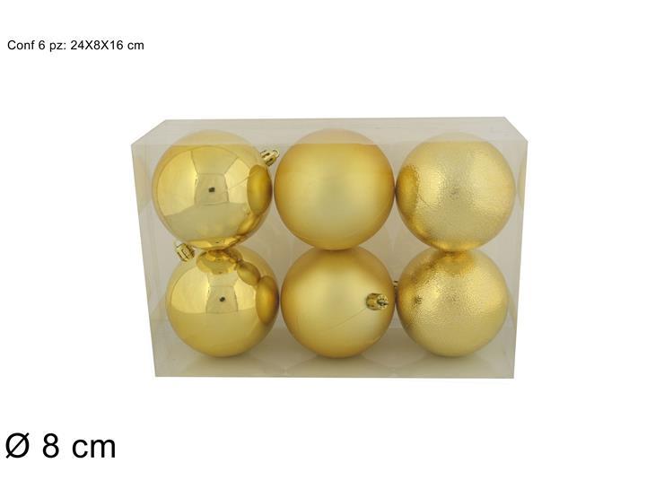 Bolas de navidad,  6 piezas 8 cm dorado