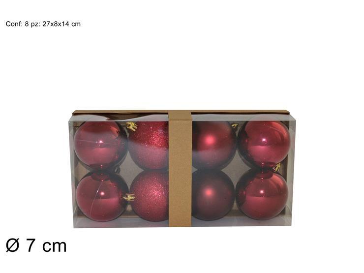 Bolas de navidad,  8 piezas 7 cm rojas