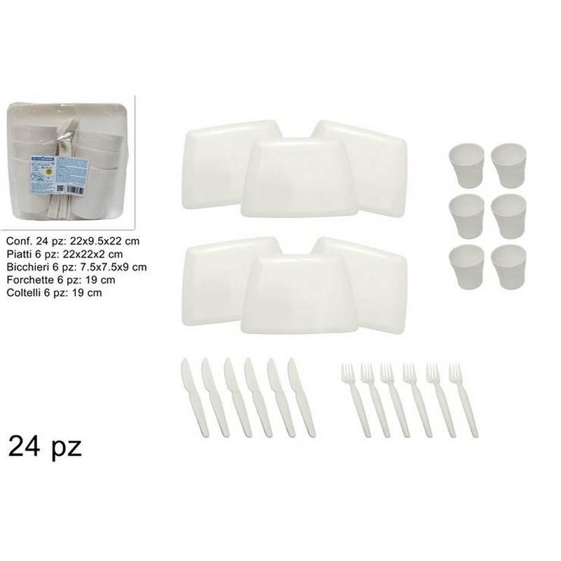 Cubiertos plasticos blanco para picnic 24pz