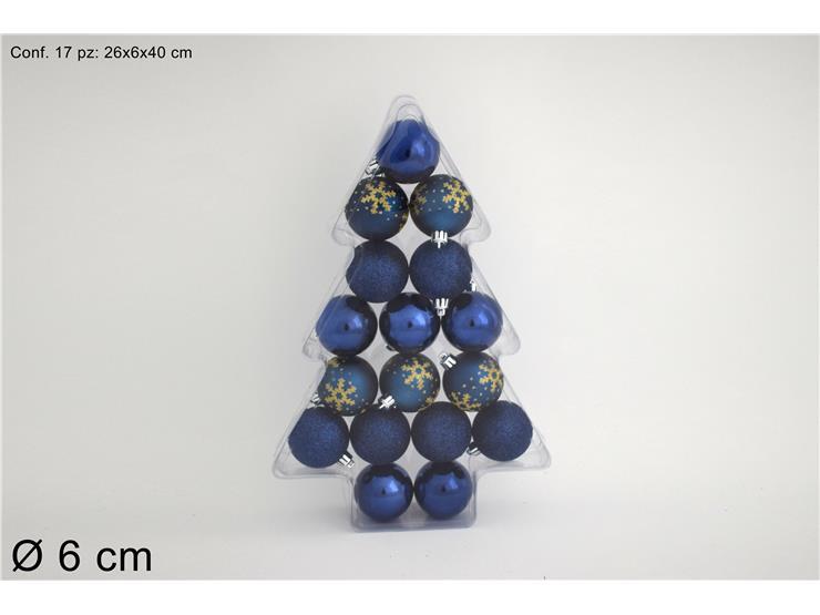 Bolas de navidad,  17 piezas 6 cm azul / dorado 