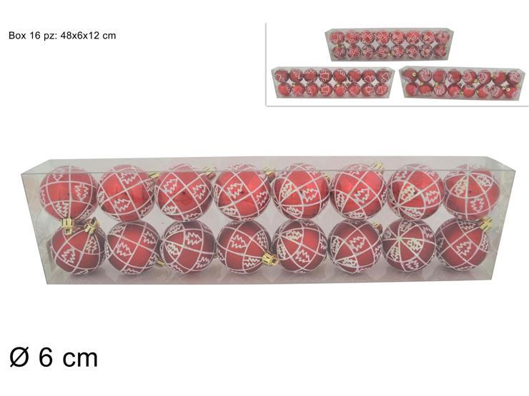 Bolas de navidad,  16 piezas en caja rojo