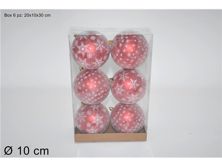 Bolas de navidad, 6 piezas de 10 cm rojo con estrellas