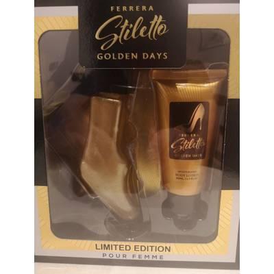 Perfume ferrera stiletto golden days 50ml + crema corporal 50ml mujer