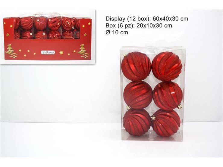 Bolas de navidad, 6 piezas de 10 cm rojo