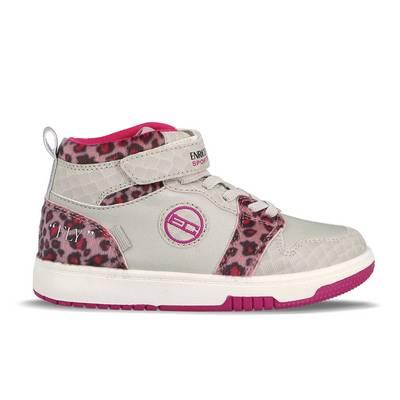 Tenis  de chica baloncesto con efecto  leopardo rosado con cordones  