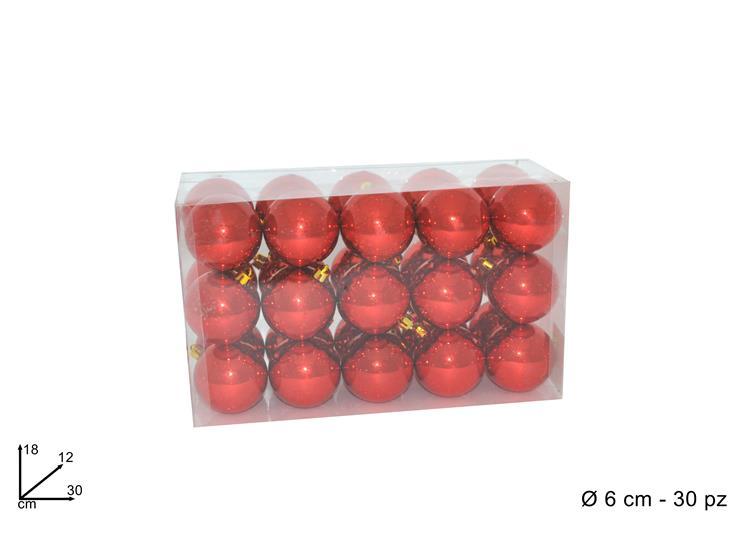 Bolas de navidad, 30 piezas de 6 cm color rojo 