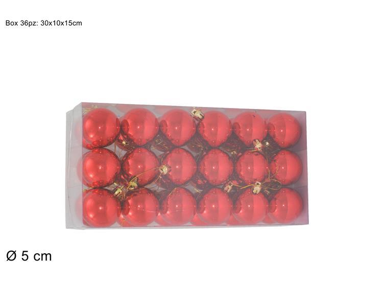 Bolas de navidad, 36 piezas de 5 cm color rojo