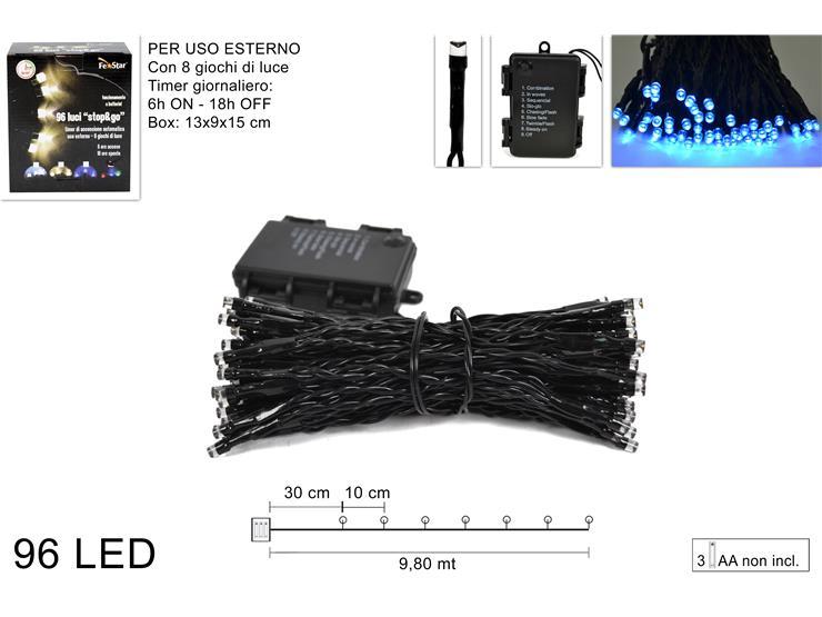 Guirnalda  96 led 8 juegos de colores con temporizador