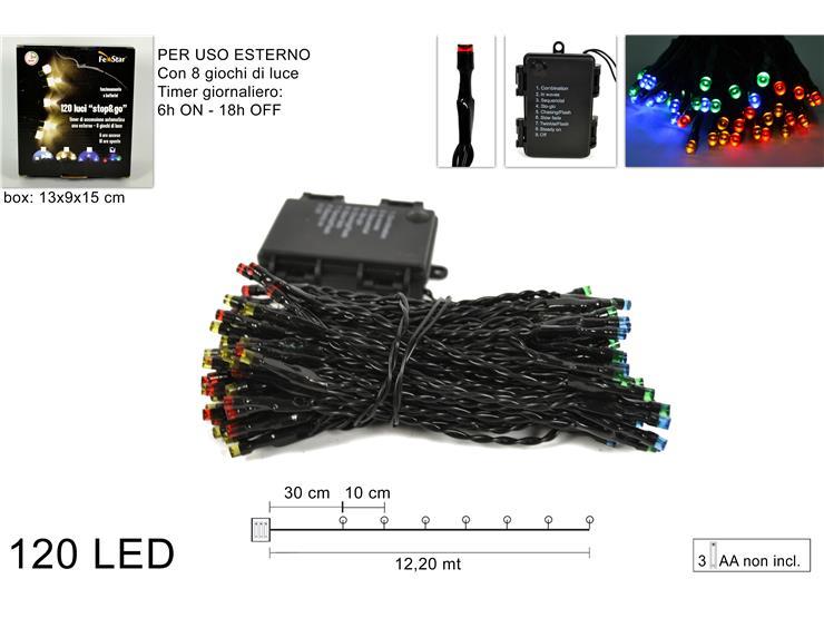 Guirnalda  120 luces led 8 juegos de colores con temporizador