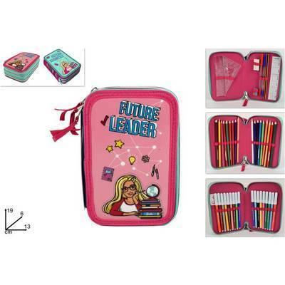 Estuche de 3 compartimentos barbie