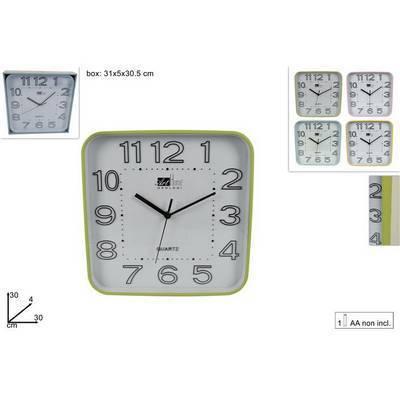 Reloj da pared  quadrado  con marco colorado