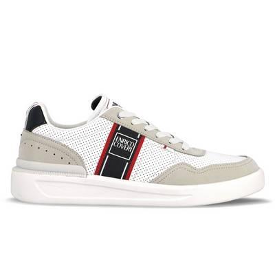 Tenis de hombre blanco y gris con cordones y con suela en goma 