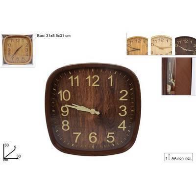 Reloj de pared  quadrado  30cm efecto madera 