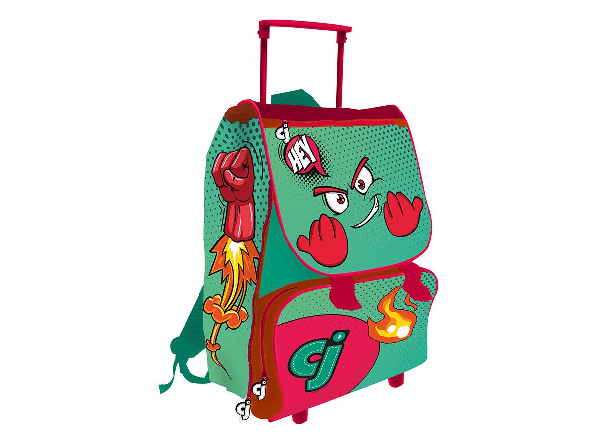 Mochila trolley extendible premium 40 cm roja / verde