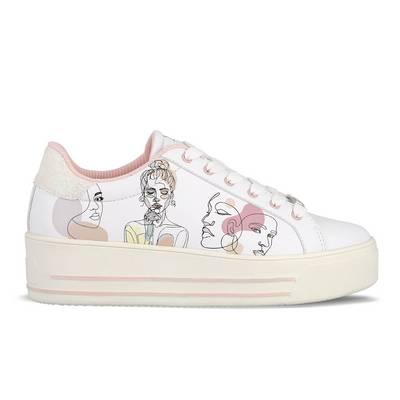 Tenis de mujer terry printings blanco con cordones  y con suela en goma 