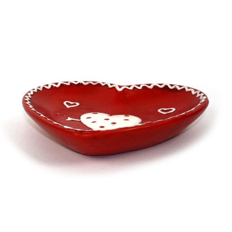 Platico ceramico en forma de corazon 21 cm