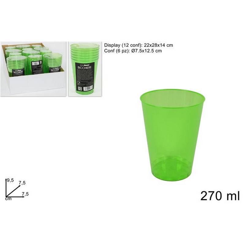 Vasos plasticos color verde 6 piezas 270ml