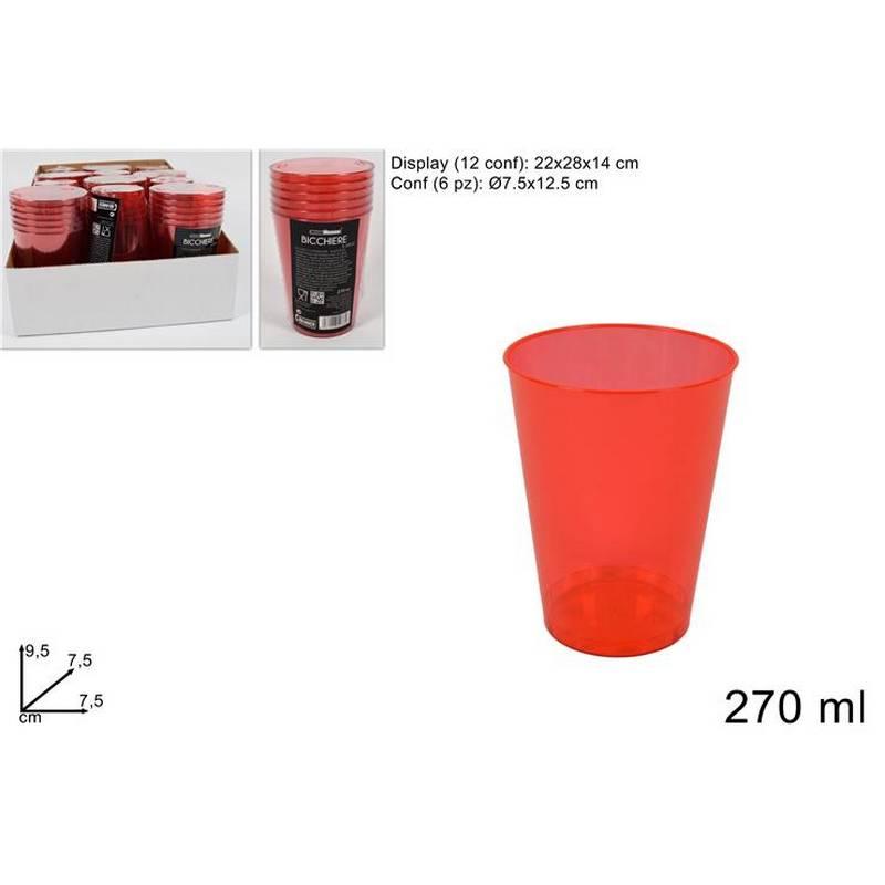 Vasos plasticos rojos 6 piezas 270ml