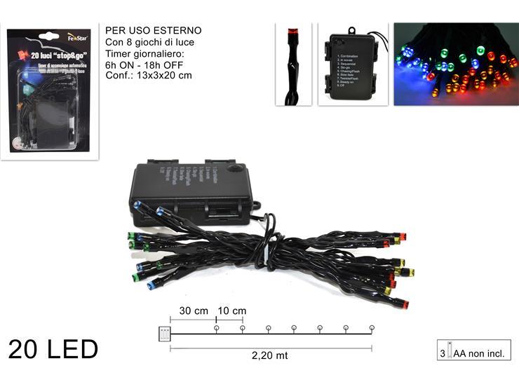 Guirnalda  20 luces led 8 efectos multicolores con temporizador