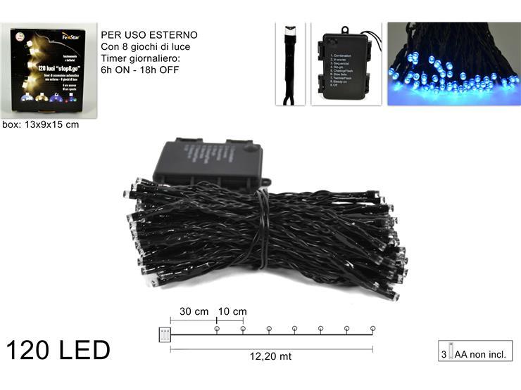 Guirnalda  120 luces led azules 8 efectos con temporizador