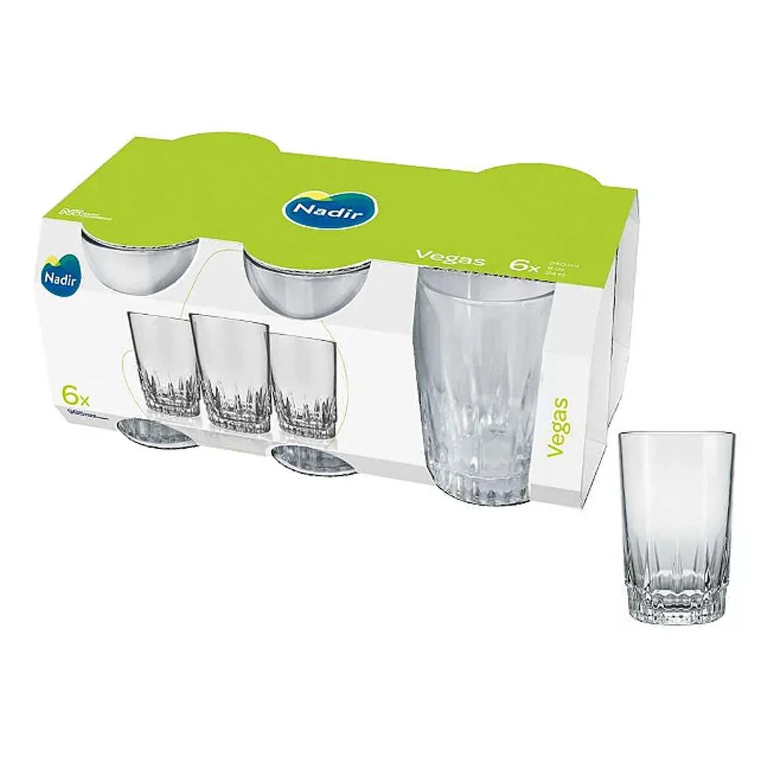 Vasos de vidrio 6 pz 240ml