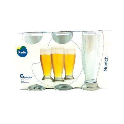 Vasos de vidrio para cerveza 6 pz 300ml 