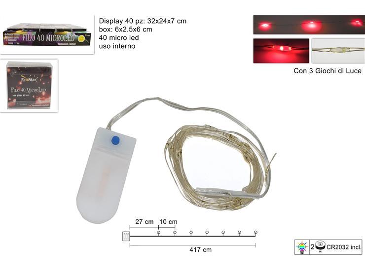 Decoración guirnalda  de 3 juegos de 40 luces led rojas 