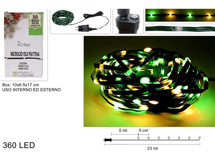 Guirnalda  360 luces microled verde y blanco