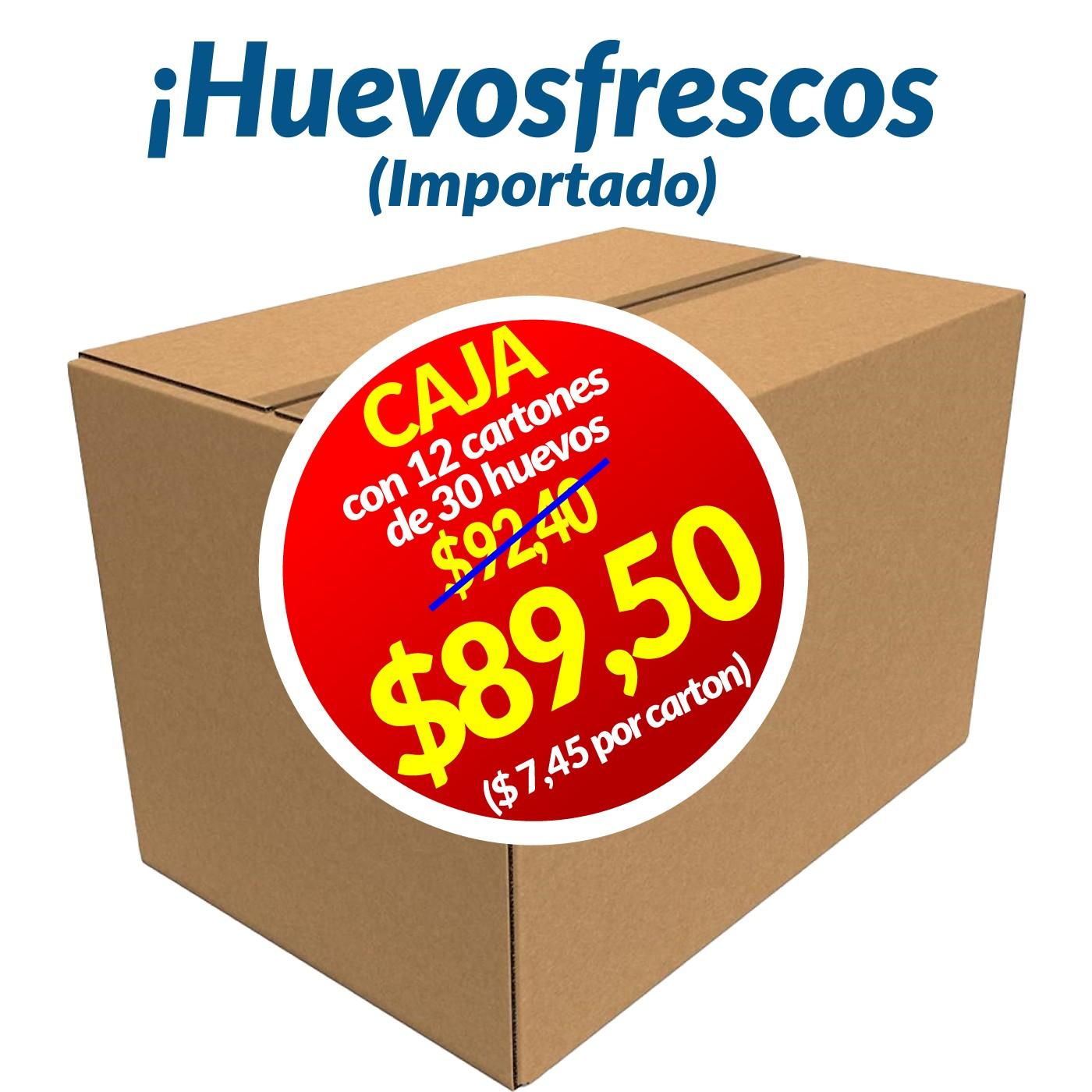 12 x Cartón De 30 Huevos Blancos Frescos IMPORTADOS Grado A 