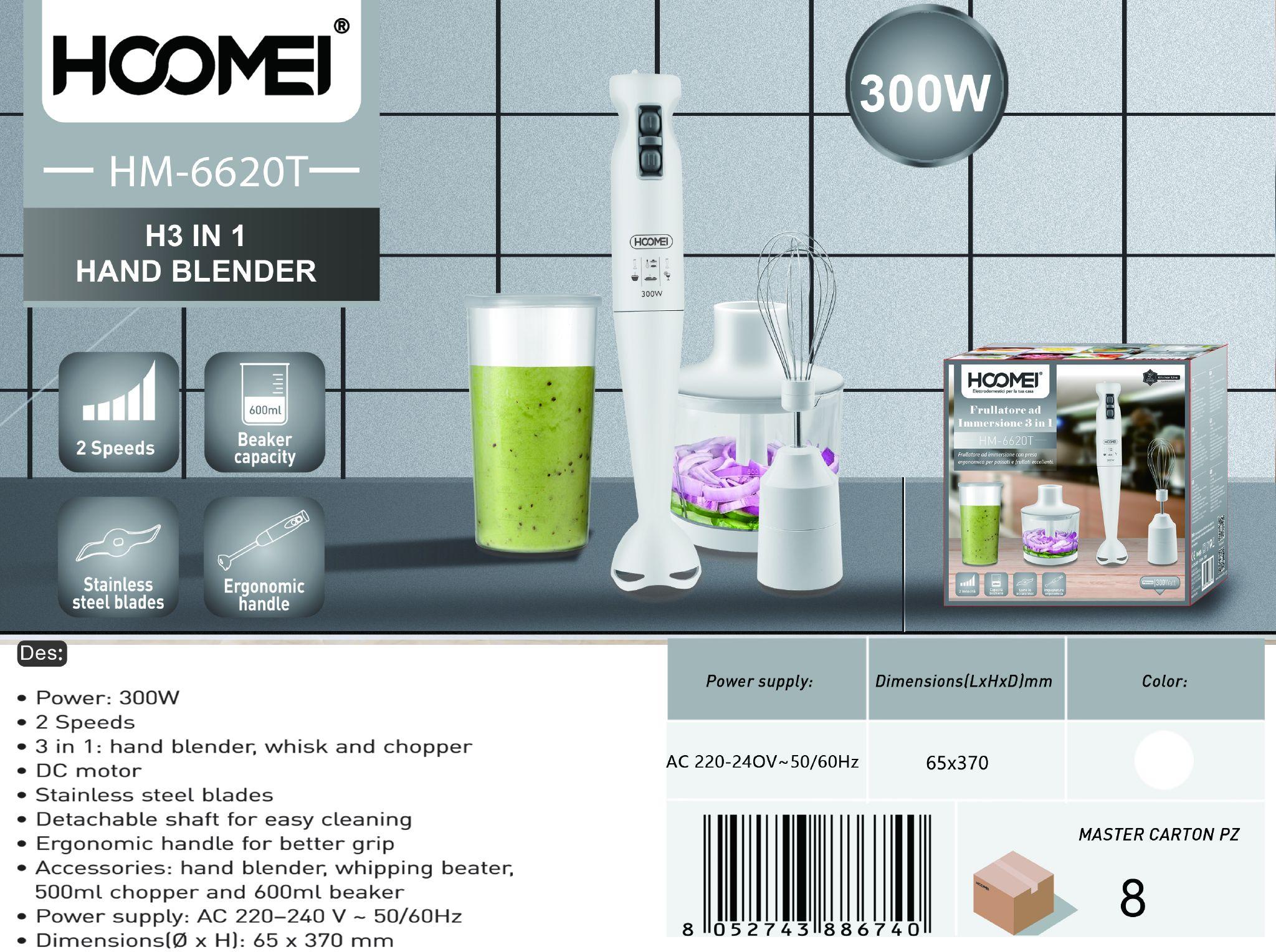 MEZCLADOR MULTIFUNCIONAL 3 EN 1 DE 300W HM6620T